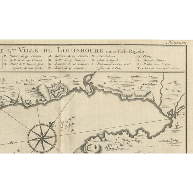 Copper Plan of Louisbourg Harbor and Fortress, Cape Breton Island, 1756 For Sale - Image 8 of 10