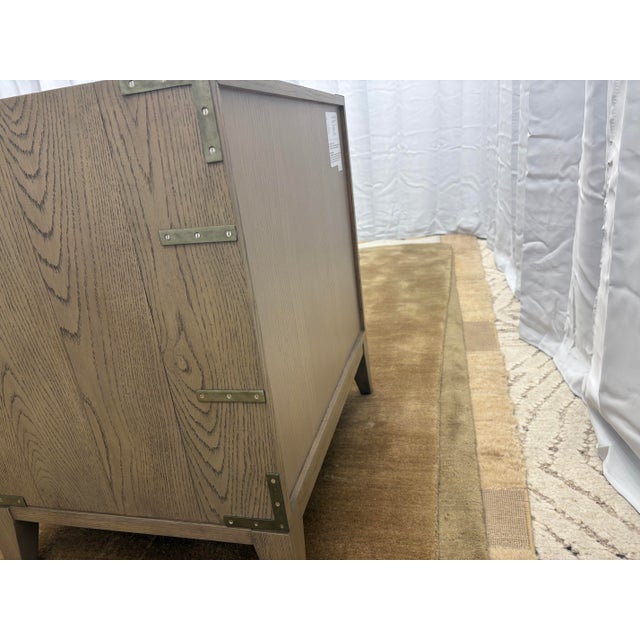 Rh Cayden Campaign Closed Nightstand – 26” Waxed Grey Oak With Pewter Hardware For Sale - Image 9 of 18