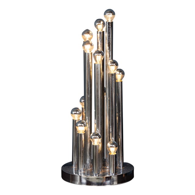 Vintage 20th Century Italian Chrome Multi-Light Table Lamp from Reggiani, 1970s For Sale