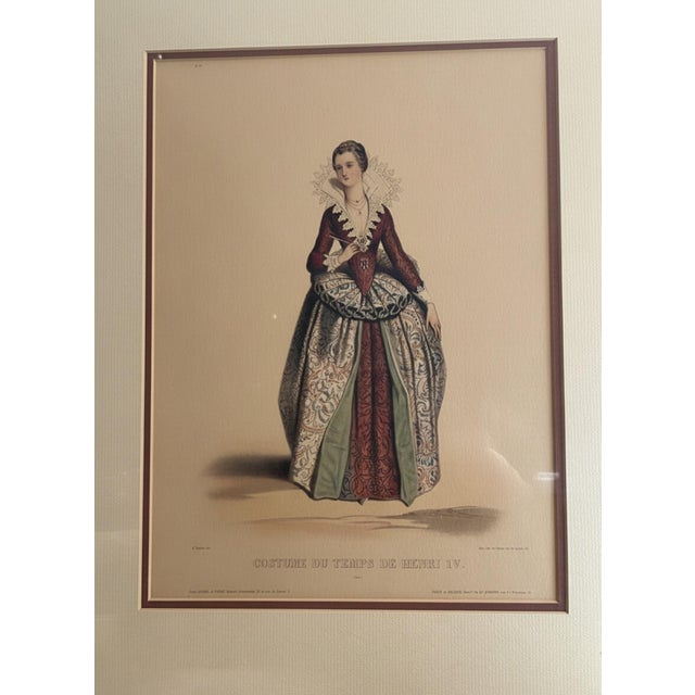 French Circa 1840 Achille Devéria French Hand-Colored Costume Lithographs – Pair For Sale - Image 3 of 5