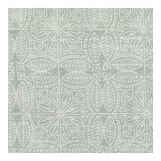 Elizabeth Eakins "Lyndsbourg" Blue Linen Fabric For Sale