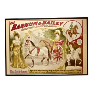 Equestrian Circus Poster by Ringling Bros Ca. 1971 Featuring "Miss Helen Girard", Framed