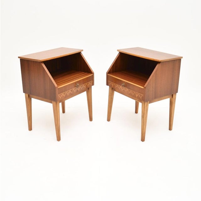 Mid-Century Modern Vintage Swedish Bedside Cabinets, 1950s, Set of 2 For Sale - Image 3 of 11