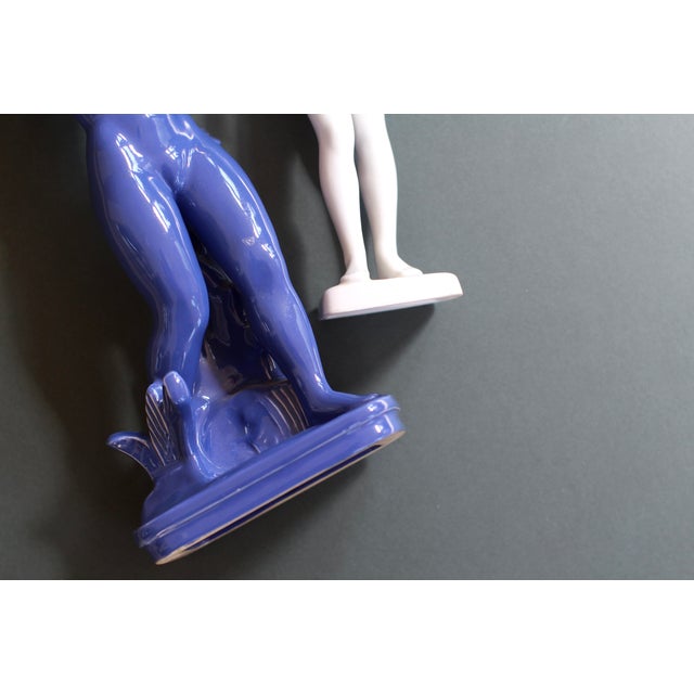 Arthur Percy Mid 20th Century Arthur Percy Blue Figurine Woman Statue For Sale - Image 4 of 9