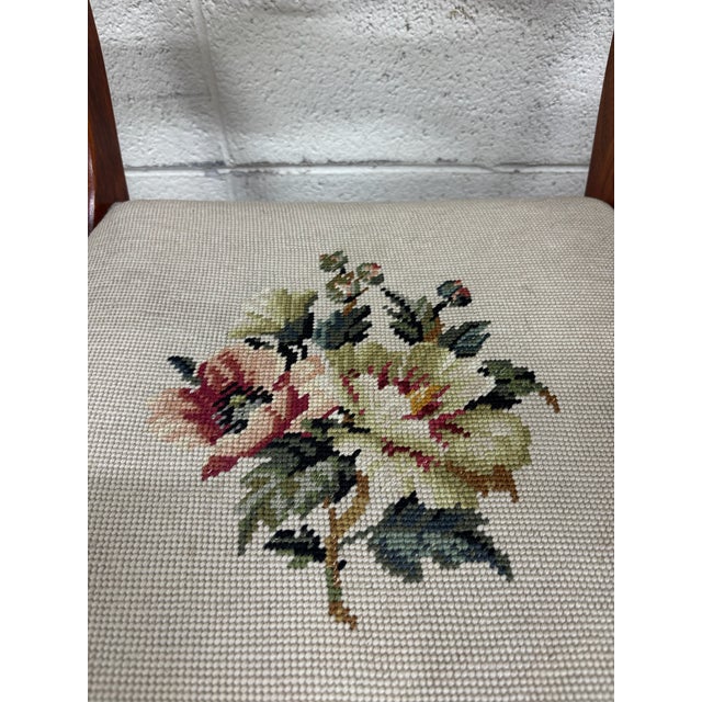Wood Antique Regency / Duncan Phyfe Style Needlepoint Upholstered Dining Side Chairs For Sale - Image 7 of 16