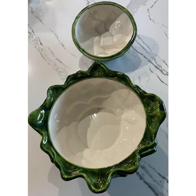Mid-Century Modern Vintage 1970s Holland Mold Ceramic Cabbage Bowl With Lid For Sale - Image 3 of 5