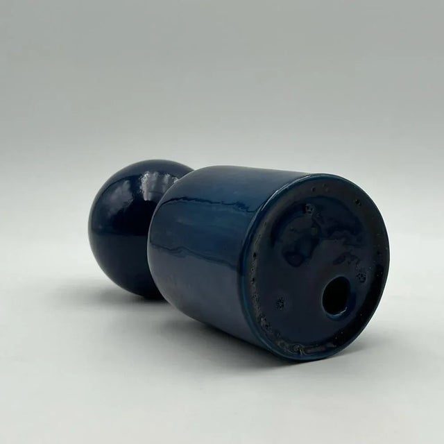 Ceramic Blue Ceramic Vase by Liisi Beckmann for Gabbianelli, Italy, 1960s For Sale - Image 7 of 11