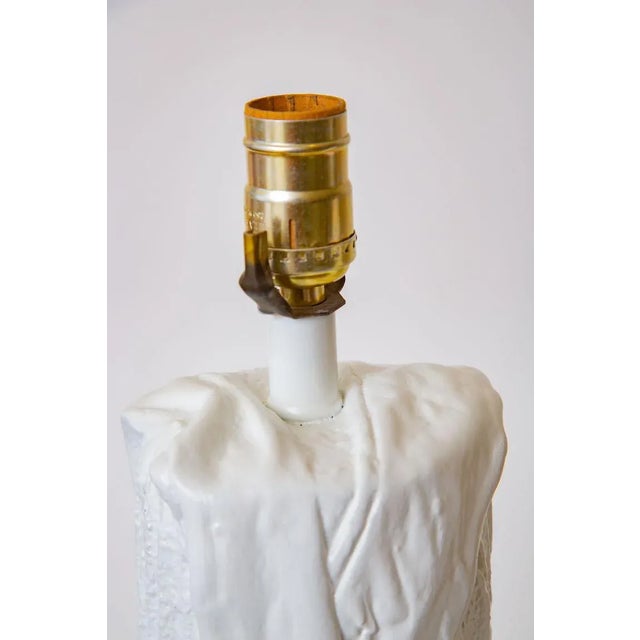 1970s Vintage Plaster of Paris White Cactus Table Lamps Pair of Coastal For Sale - Image 5 of 10