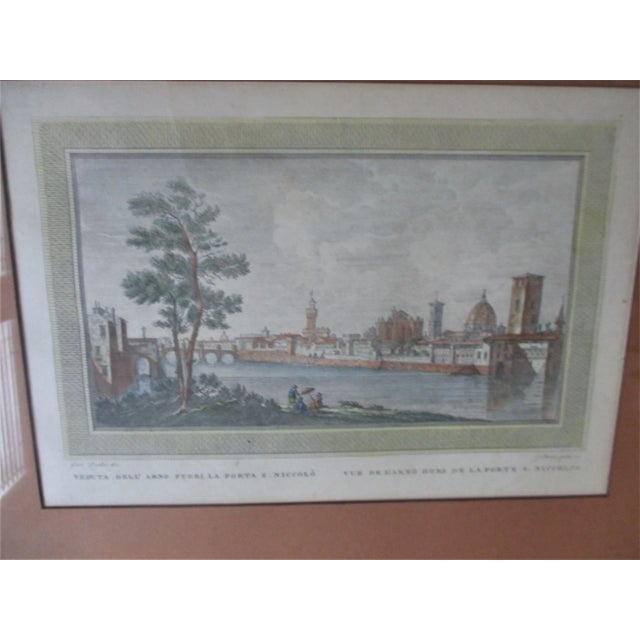 Rare original engraving by Giovanni Checchi (1768-1805) after Guiseppe Zocchi (1711-1767) titled the Vue Du Pont A La...