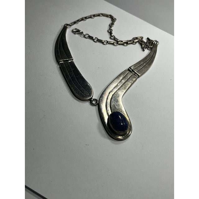 Metal Vintage Native American, Wilson Padilla, Sterling, Silver and Sodalite Necklace For Sale - Image 7 of 7