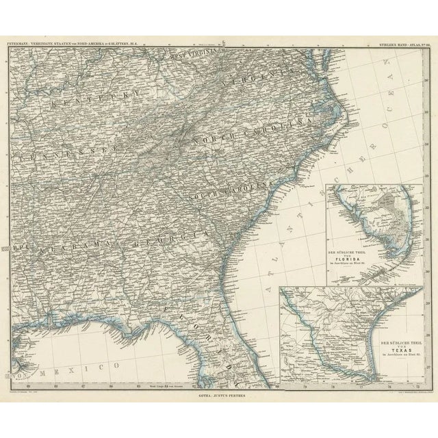 Antique Map of Tennessee, Kentucky, Virginia, Alabama, Georgia and Surroundings For Sale - Image 3 of 6