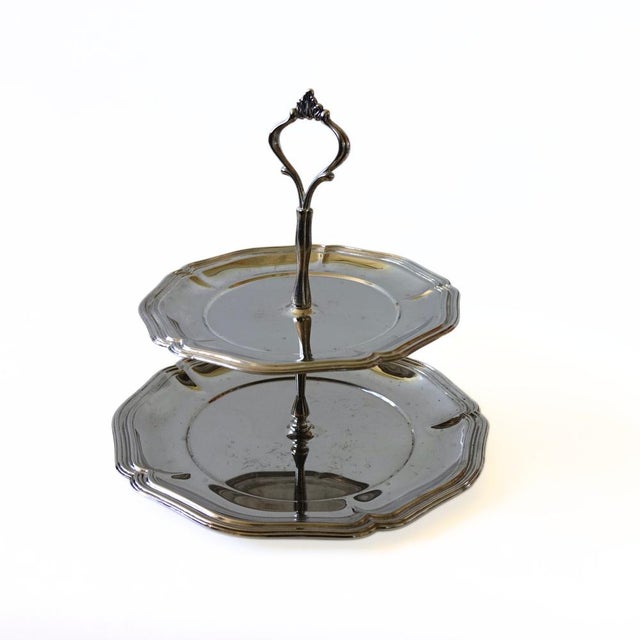 Vintage Silver Plated Two Storied Cake Plate, Sweden, 1900s For Sale - Image 7 of 7