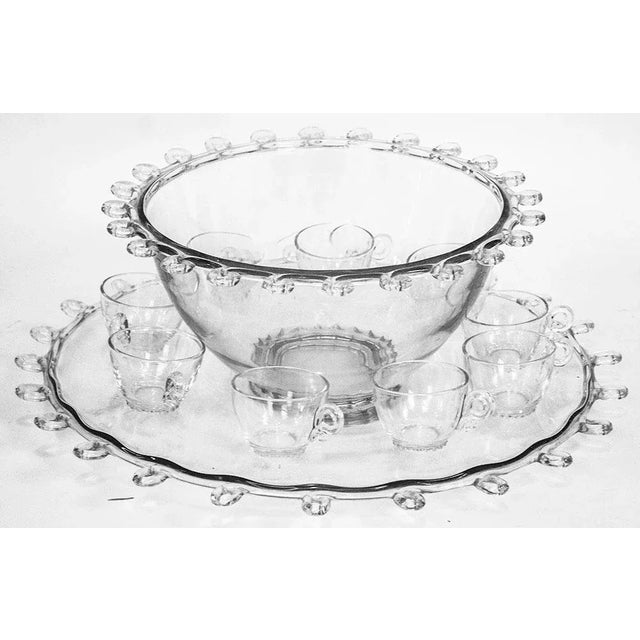 Heisey Glass Punch Bowl Set Lariat Pattern 11 Pcs Chairish