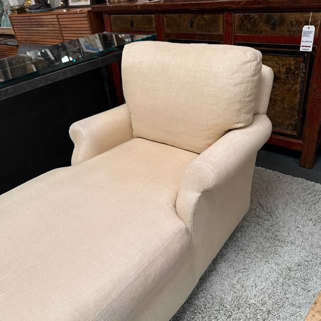 Pottery Barn Livingstone Chaise Lounge, Tan For Sale - Image 9 of 11
