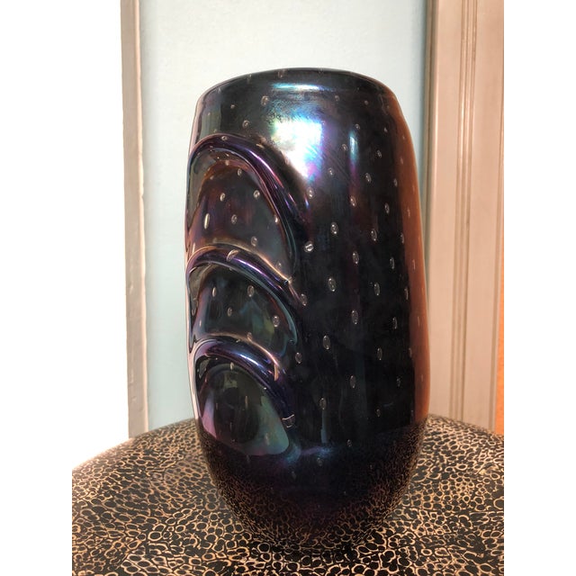 Iridescent Murano Glass Vase With Embedded Bubbles For Sale In New York - Image 6 of 6