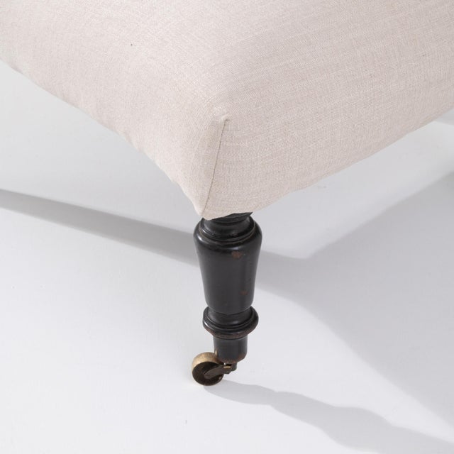 1900s French Wooden Upholstered Chair on Wheels For Sale - Image 10 of 18