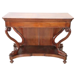 Antique Carved Walnut Console Table, 1820s