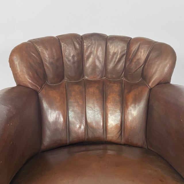 Brown Italian Art Deco Brown Leather Lounge chairs by Saracchi, 1930s, Set of 2 For Sale - Image 8 of 18