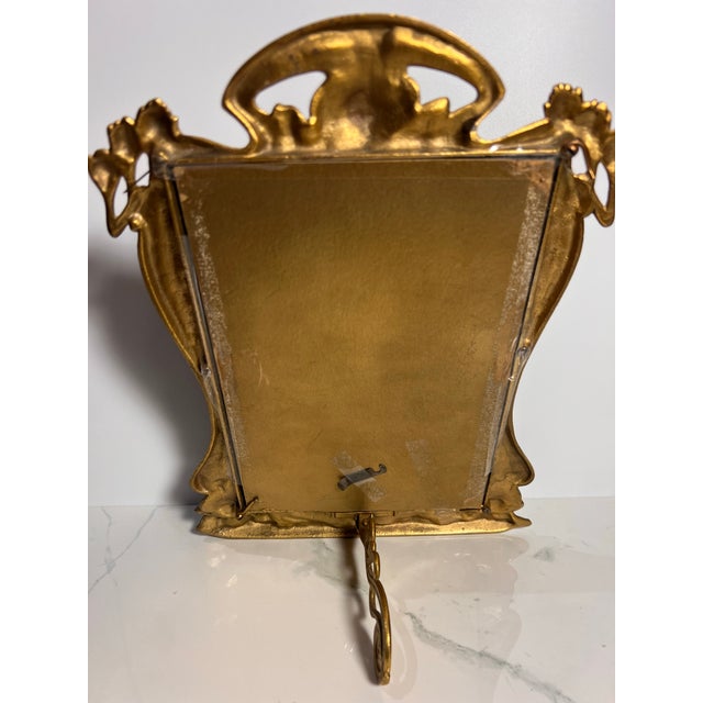 Vintage Art Nouveau Brass Picture Frame Vanity Decor For Sale - Image 10 of 10