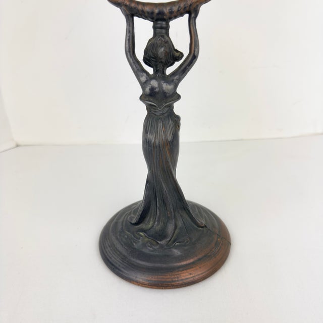 Art Nouveau Figural Lady Vanity Mirror For Sale - Image 9 of 10