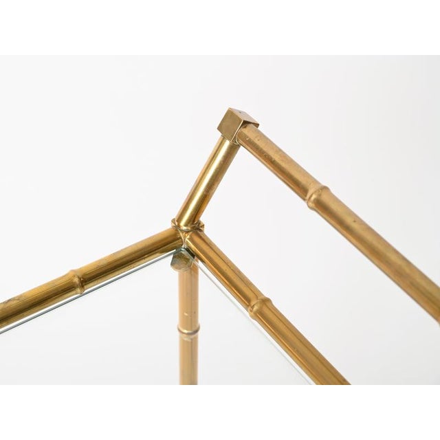 Faux Bamboo Brass and Crystal Serving Bar Cart from Maison Jansen, 1970s For Sale - Image 4 of 11