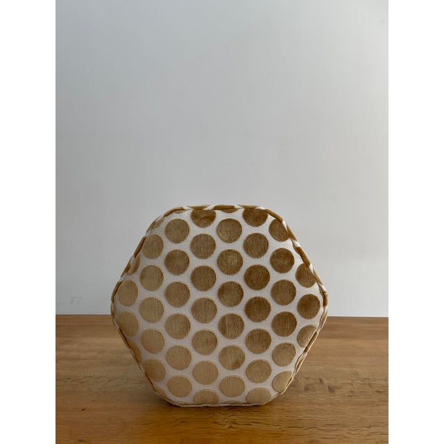 Mid 20th Century Charming Mid 20th Century Danish Spool Leg Stool in Polka Dot Velvet For Sale - Image 5 of 10