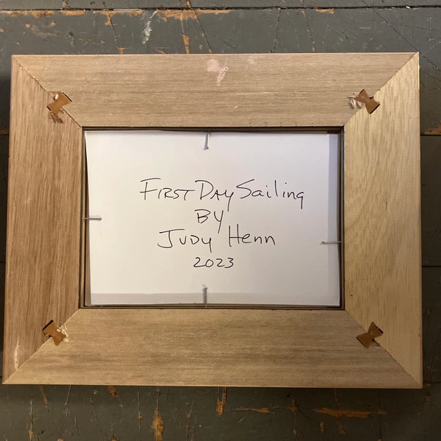 Contemporary Contemporary Original Judy Henn Abstract Ink Drawing/Collage “First Day Sailing” Framed For Sale - Image 3 of 3