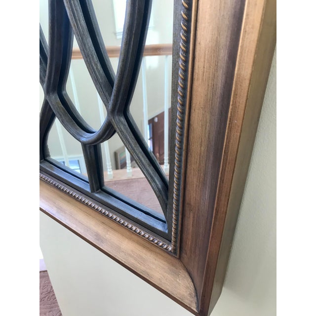 Hollywood Regency 20th Century Hollywood Regency Gold Wood Rectangle Long Glass Mirror For Sale - Image 3 of 7