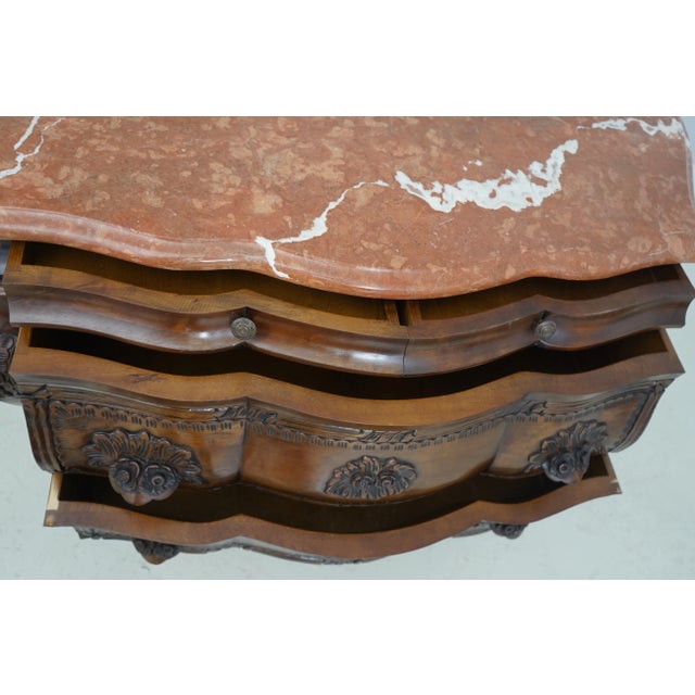 Italian Marble Top Commode Chest W. Carved Details For Sale - Image 4 of 12