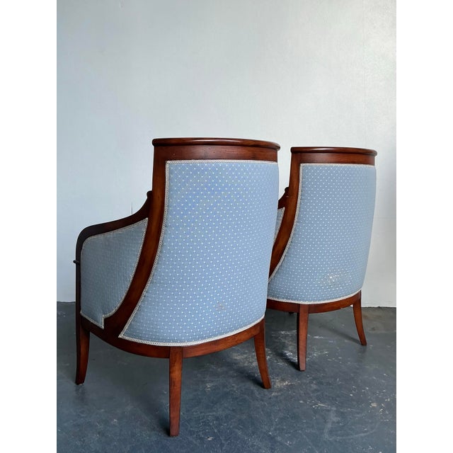 Sky Blue Vintage Regency Empire Frame Lounge Chairs - A Pair For Sale - Image 8 of 12