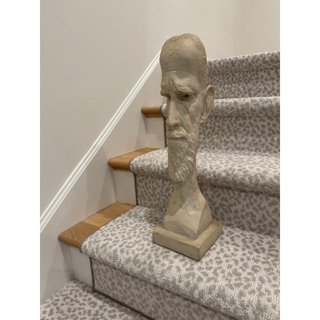 Superb Giacometti-Style 1953 Plaster Portrait Bust Signed A. Schor For Sale - Image 9 of 9