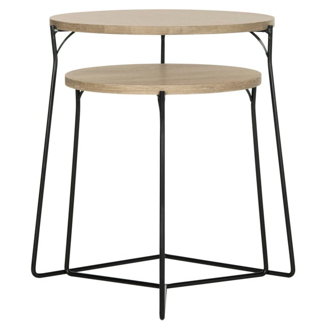 Retro Mid Stacking End Table in Light Oak & Black - a Pair For Sale - Image 9 of 9
