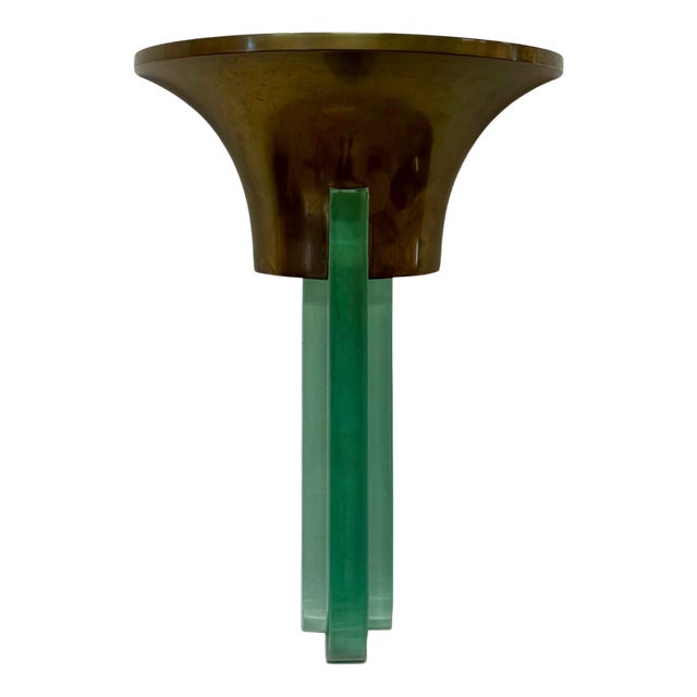 Art Deco French Brass and Glass Wall Sconce attributed to Jean Perzel, 1940s For Sale