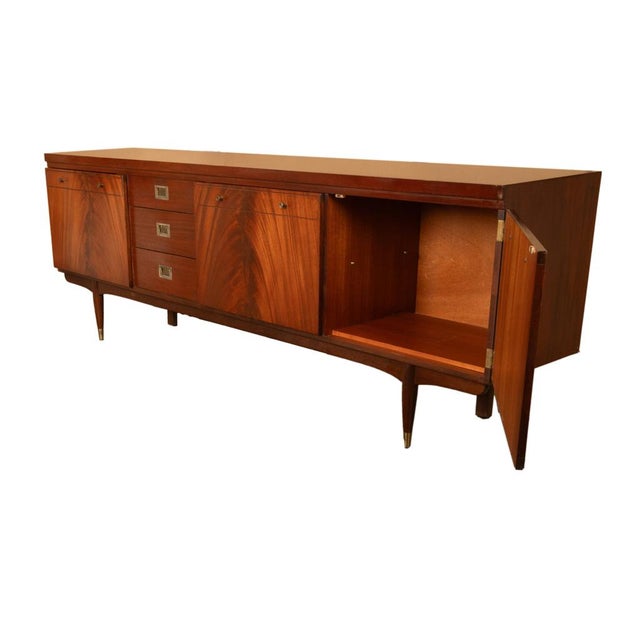Mid Century Modern Danish Style Teak Mahogany Long Credenza Fully Restored 1966 For Sale - Image 11 of 18