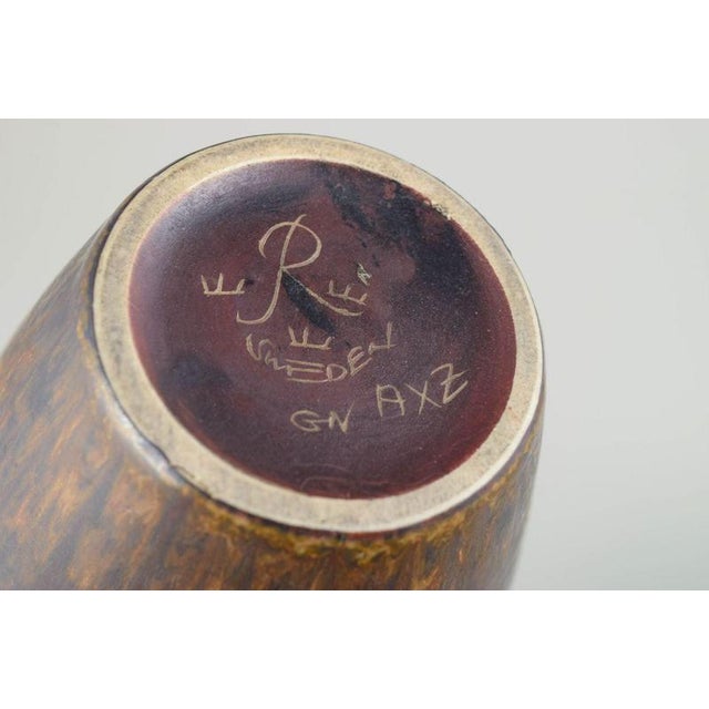 Gunnar Nylund Stoneware Vase with Brown and Amber Running Glaze by Gunnar Nylund for Rörstrand For Sale - Image 4 of 5