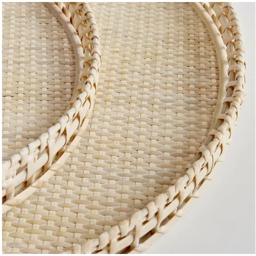 Kenneth Ludwig Chicago Bleached Round Rattan Trays - Set of 2 For Sale - Image 4 of 5