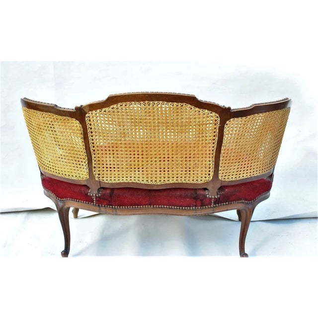 Louis XV Style Mahogany and Cane Lounge Chair For Sale - Image 4 of 14
