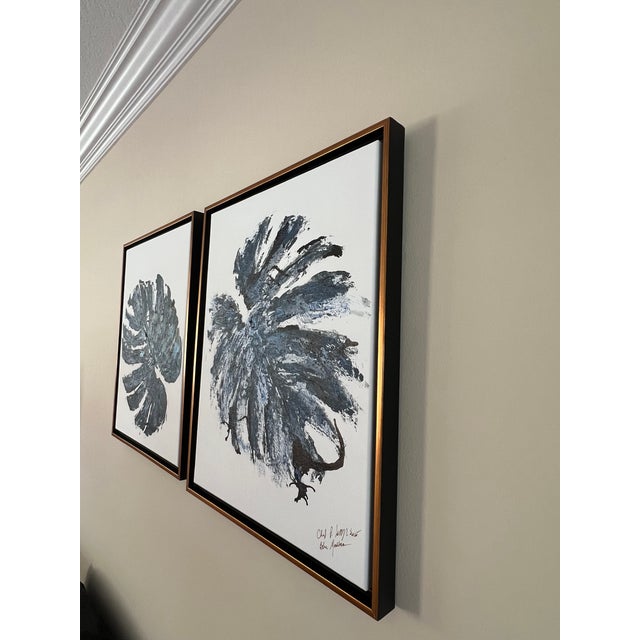 Coastal Blue Monstera Duo, Designed by Cheryl P Kohkoff, Framed- Set of 2 For Sale - Image 3 of 6