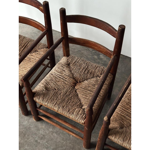 Rustic Pine Hearth Armchairs, France, Mid-20th Century — Set of Four For Sale - Image 15 of 18