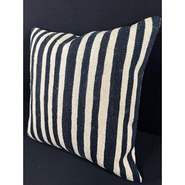 Turkish Hemp Pillow Cushion Natural Beige Black Pillow Cushion Cover 24x24 For Sale - Image 4 of 4