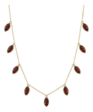 Garnet Station Marquise Cut Necklace | Dangling Gemstone Dainty Necklace