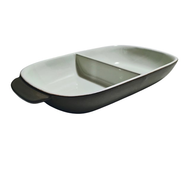 1970s Vintage 1970s Mid-Century Denby Stoneware Divided Serving Dish For Sale - Image 5 of 8