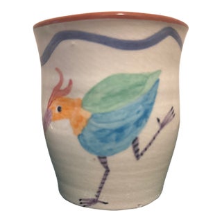 Playful Running Bird Ceramic Pencil Holder For Sale
