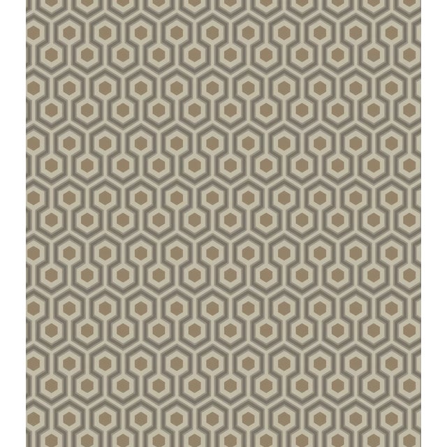 Mid-Century Modern Cole & Son Hicks’ Hexagon 95/3017 Wallpaper – Set of 5 New Rolls in Taupe, Gray & Bronze For Sale - Image 3 of 14