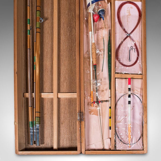 Vintage 2 Fishing Rod Case, Japanese, Bamboo, 11ft, 8ft, Champion, Mid Century For Sale - Image 10 of 12