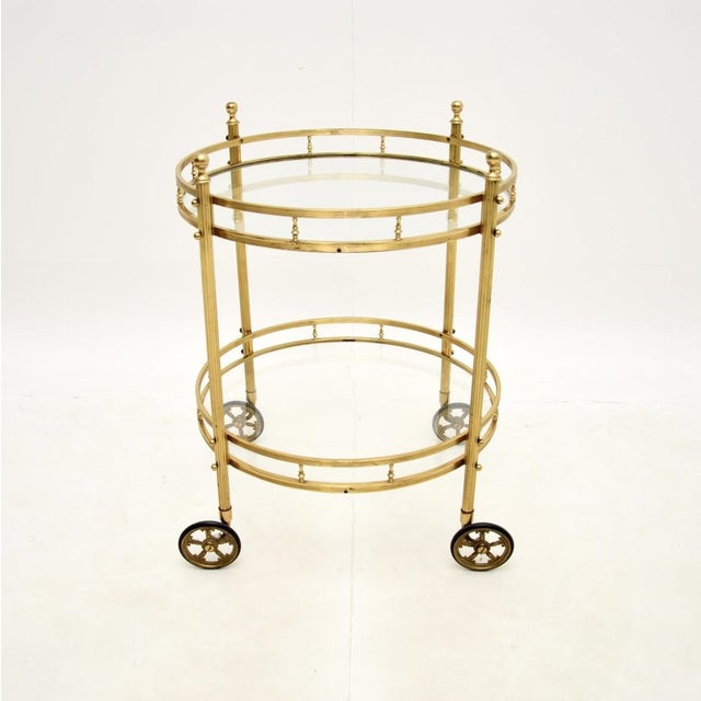 Gold Vintage French Brass Drinks Trolley, 1970s For Sale - Image 8 of 8