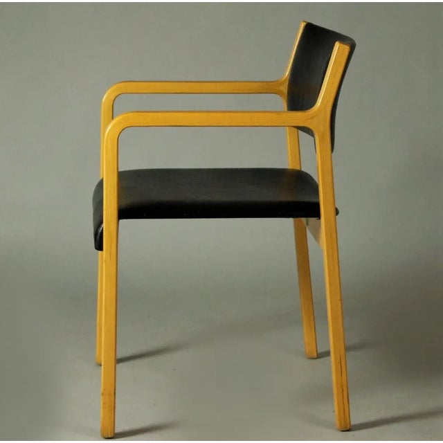 Large bentwood armchair designed by Wilhelm Ritz and produced by Wilkhahn in the 1960s. The wooden frame is made of...