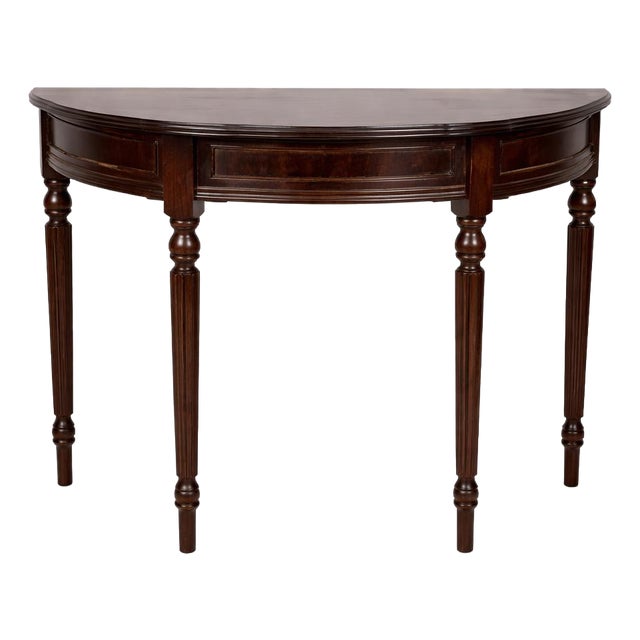 Vintage Mahogany Demi-Lune Hallway Table with Drawer For Sale