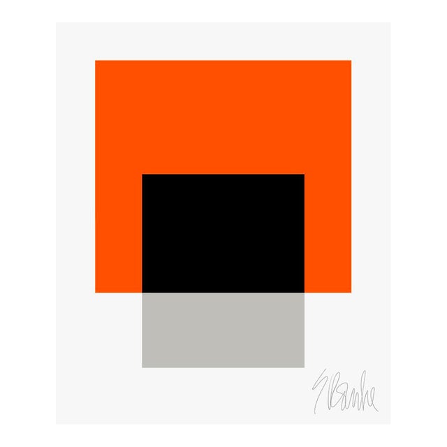 The Interaction of Orange, Black and Gray Fine Art Print 40" X 50" by Liz Roache For Sale