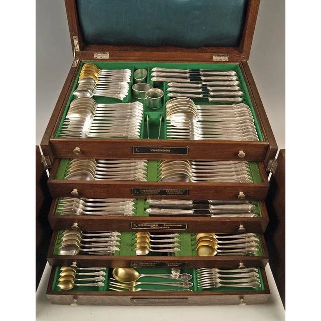 Silver 264-piece flatware (cutlery set) for 18 persons, made by koch & bergfeld, germany / bremen, circa 1900 gorgeous...